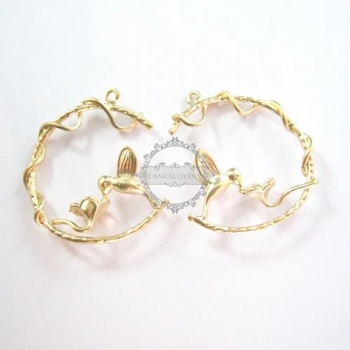 25 мм матовый золотой цвет Колибри птица ожерелье с подвеской в виде цветка серьги