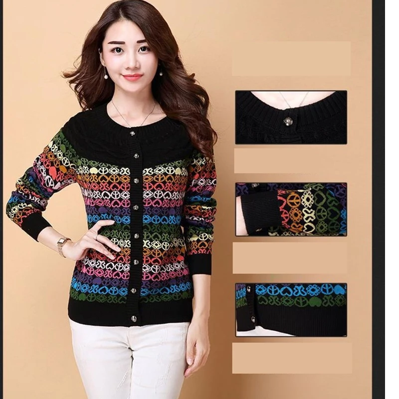 2021 Весна для женщин вязаный кардиган короткое пальто Модные свободные вышивка