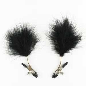 Сексуальные стальные зажимы для сосков, зажимы для груди с пером, игрушка для грудисекс-игрушки, зажим для груди, Женская встряхивающая стимуляция, зажим papilla HE004