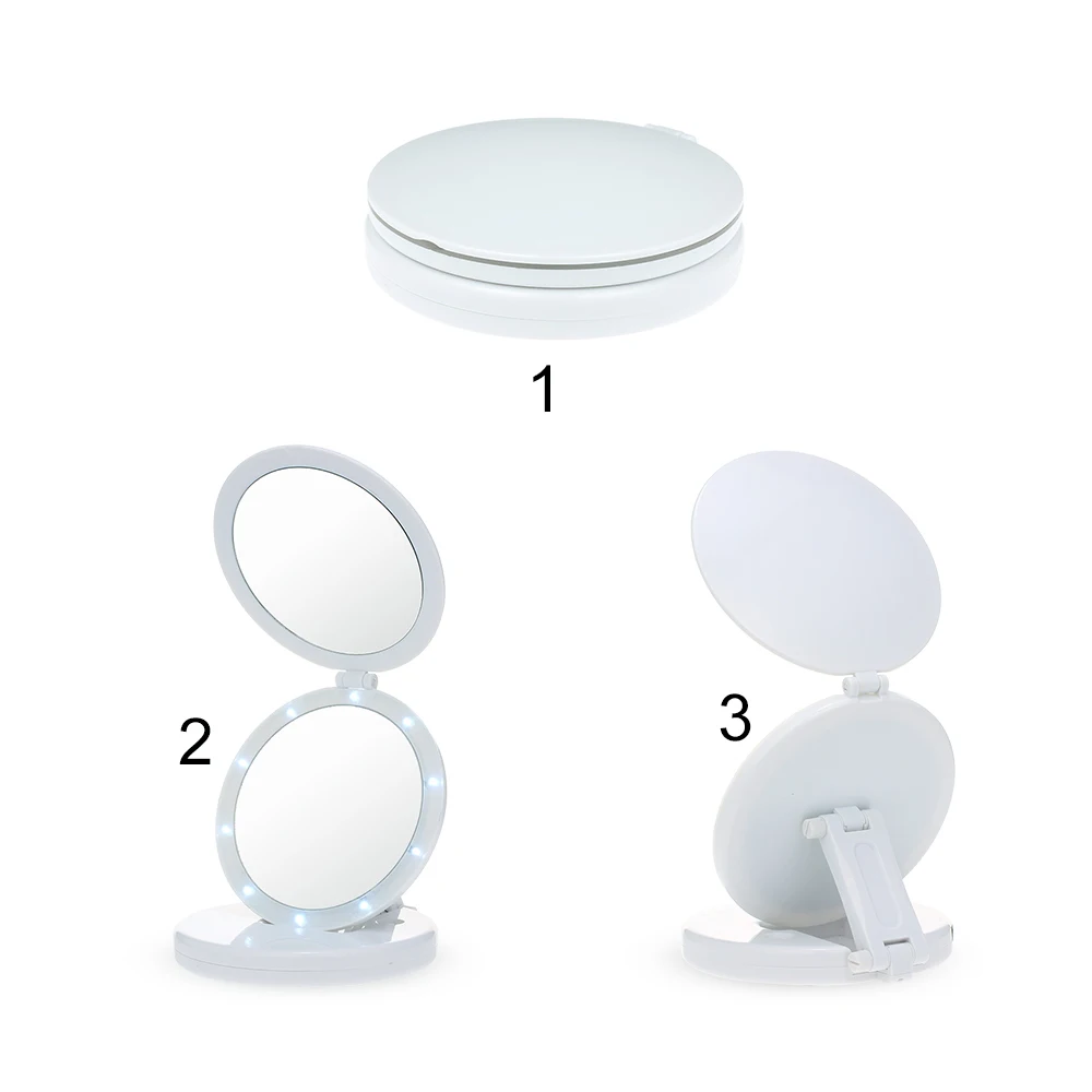 Новый светодиодный Освещенные Путешествия Макияж Зеркало Двусторонняя