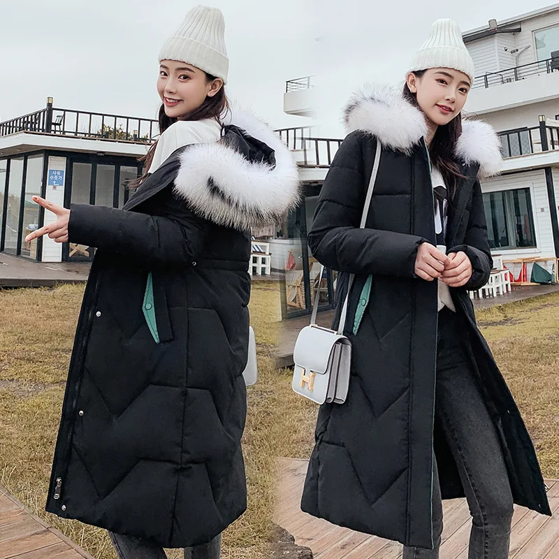 down parka jacket women medium length knee and thick 922 | Женская одежда