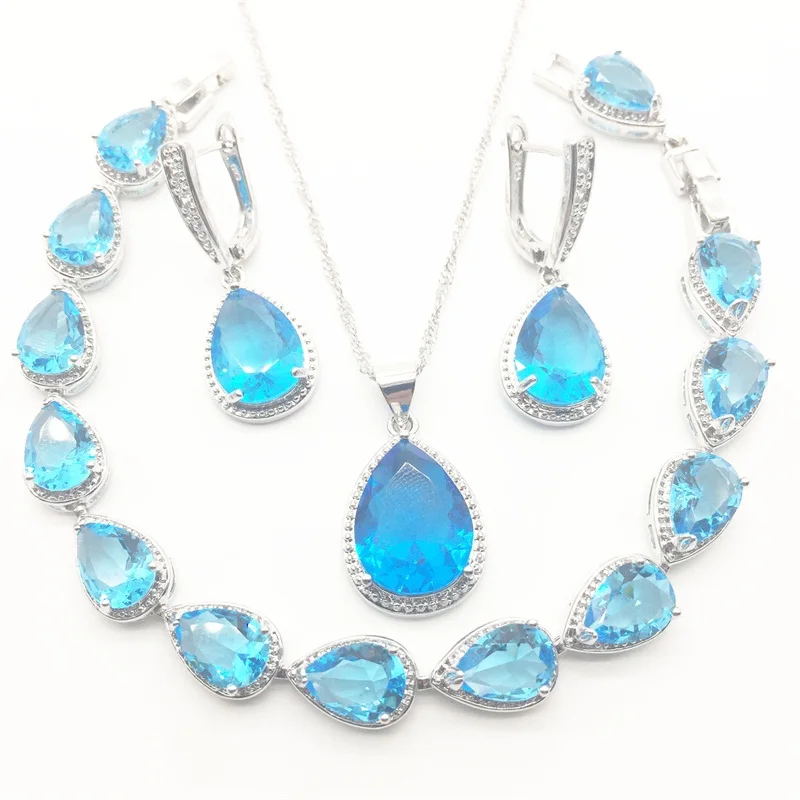 Комплект из колье серёг кольца и браслета серебра 925 пробы|jewelry set 925|zircon jewelry setjewelry