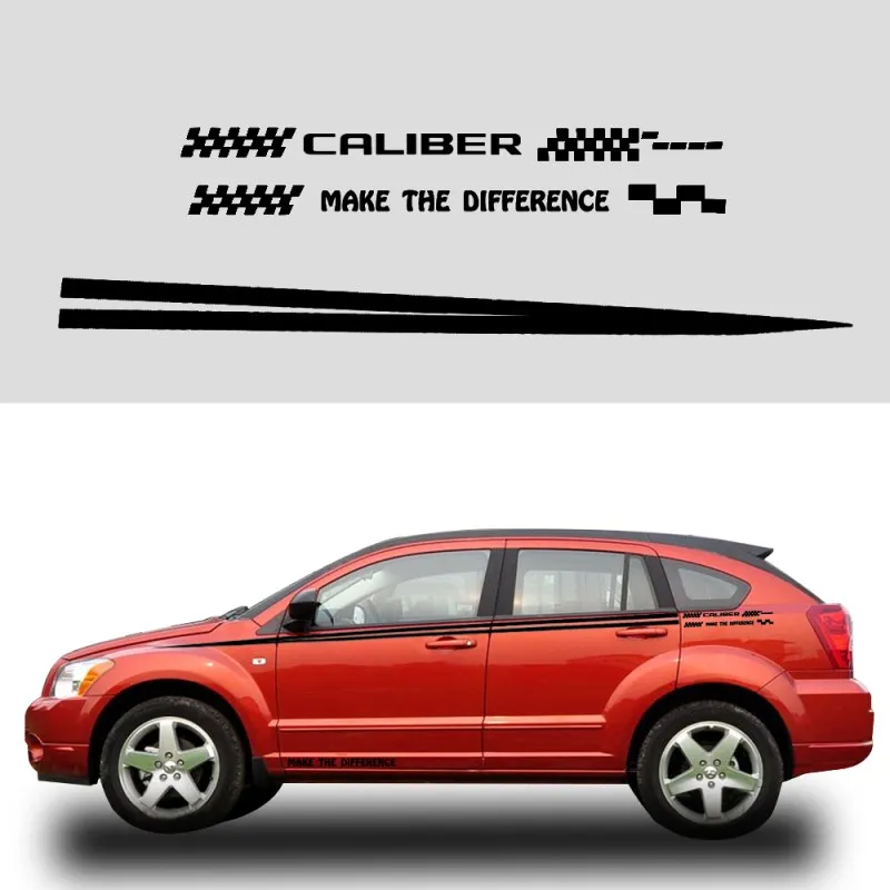 Black Автомобильные наклейки для Dodge caliber, автомобильные боковые наклейки для кузова, виниловые наклейки для украшения кузова грузовика, аксессуары черного или белого цвета - Название цвета: Black