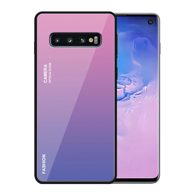 Модные прозрачные градиент закаленное Стекло чехол для samsung Galaxy S10 плюс S10E S9 S8