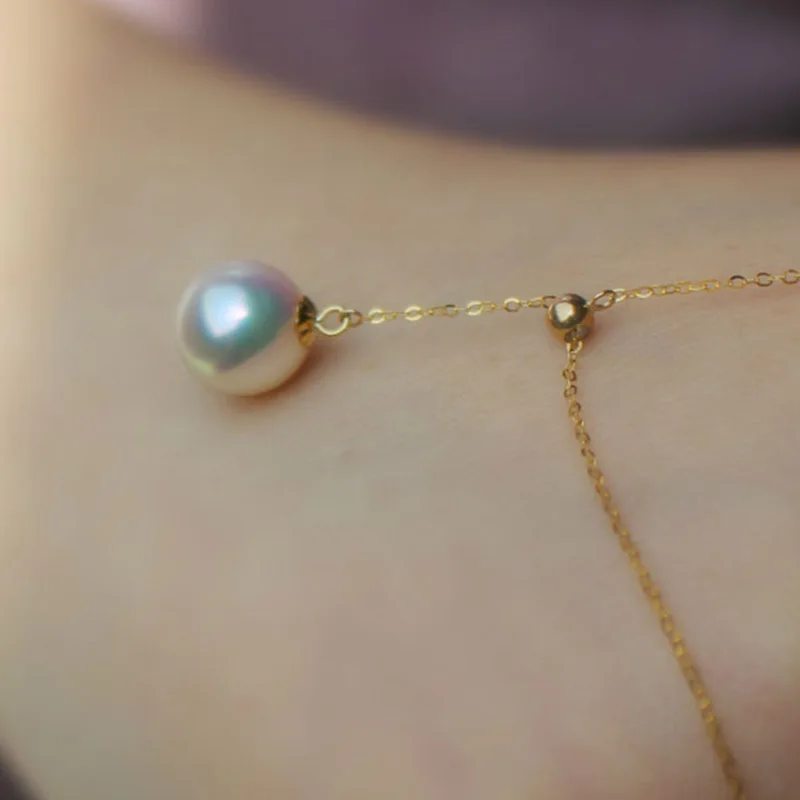 Sinya трендовая многофункциональная Подвеска 18k Au750 золотое ожерелье с натуральным жемчугом для женщин девушек lover Y Стиль Регулируемая цепь