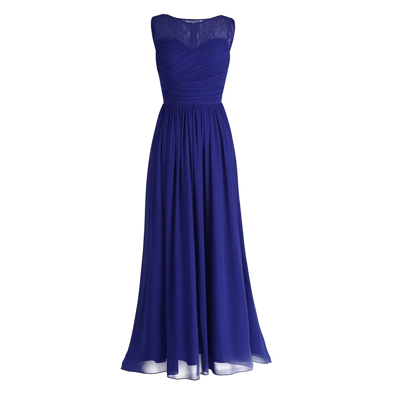 Blue Коралловое абрикосовое женское шифоновое кружевное платье длиной до пола, платье подружки невесты, длинное платье для выпускного вечера размера плюс, платья для подружки невесты - Цвет: Blue