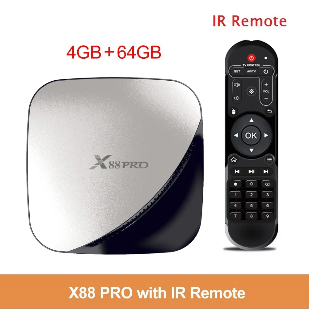 Only 4GB 64GB ТВ приставка Android 9,0 Smart tv BOX X88 Pro 4 ГБ ОЗУ 32 ГБ/64 Гб/128 Гб ПЗУ Android tv BOX 4K 60fps RK3318 ТВ приставка Google Netflix Youtube - Цвет: Only 4GB 64GB