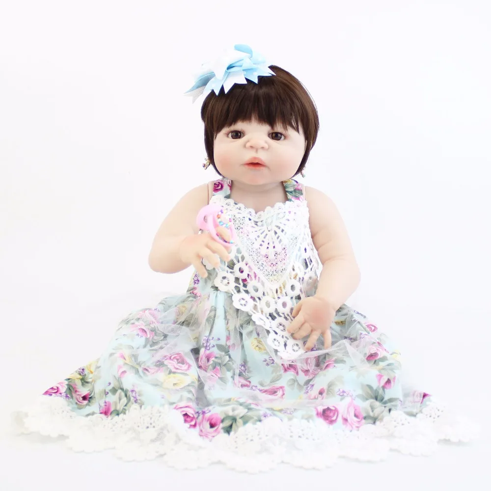 55 см полностью силиконовая виниловая кукла для новорожденных как настоящая