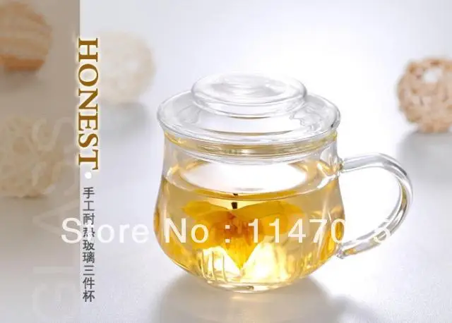 Высококачественный термостойкий стеклянный чайник для кофе с цветами 280 мл 1 шт. OS