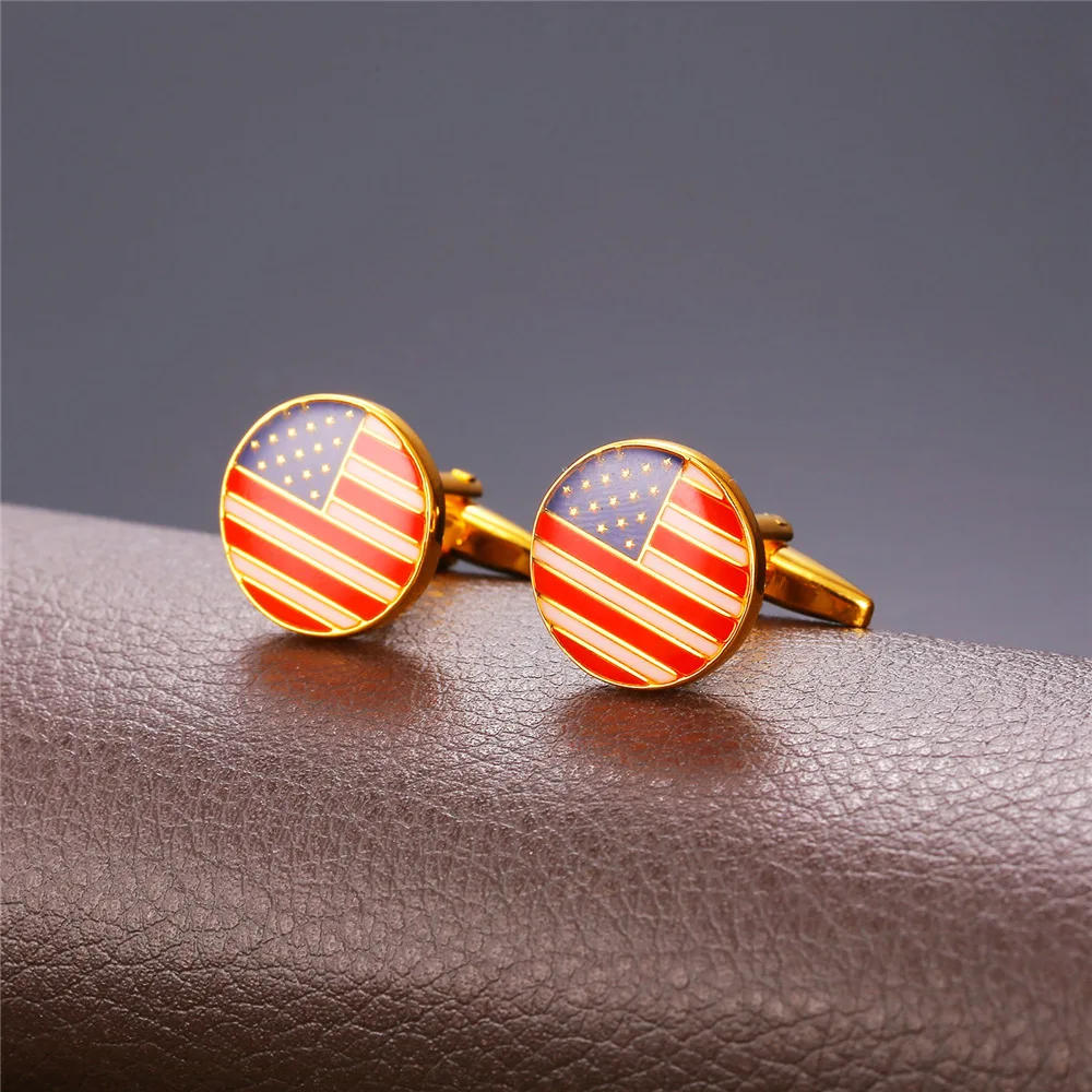 Американский флаг круглый классический запонки для мужчин Оптовая Продажа