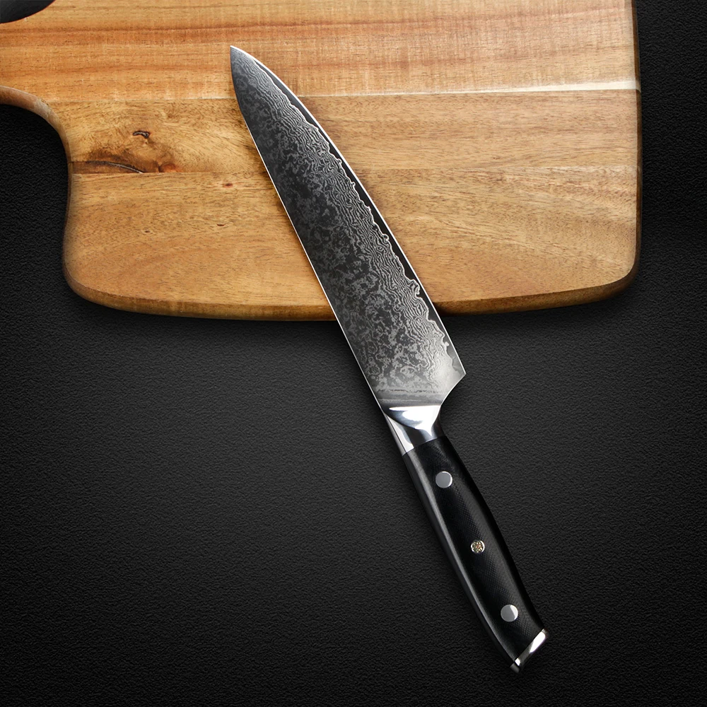 BIGSUNNY Kitchen Chef Knife Set - 8&quot &amp 7&quot Santoku with Ergonomics G10 Handle Damascus Steel 2 Piece Gift | Дом и сад