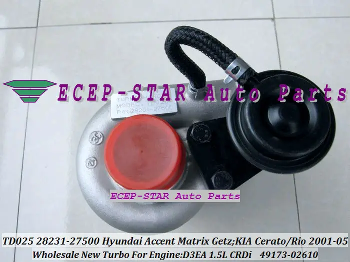 Фото Турбокомпрессор TD025 28231-27500 49173-02610 49173-02620 для KIA Cerato Rio, HYUNDAI Accent Getz Matrix 01- D3EA 1.5L CRDI 28231 27500 №2