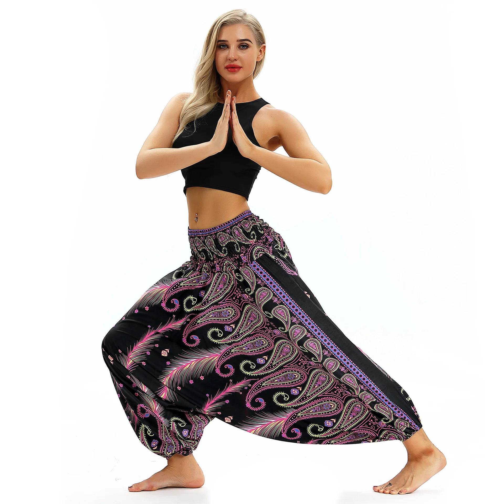 Print women casual fitness Yoga leggings lounge nepal pant Bloomers Indian Thailand wide leg loose pants beach wear Harem Pants