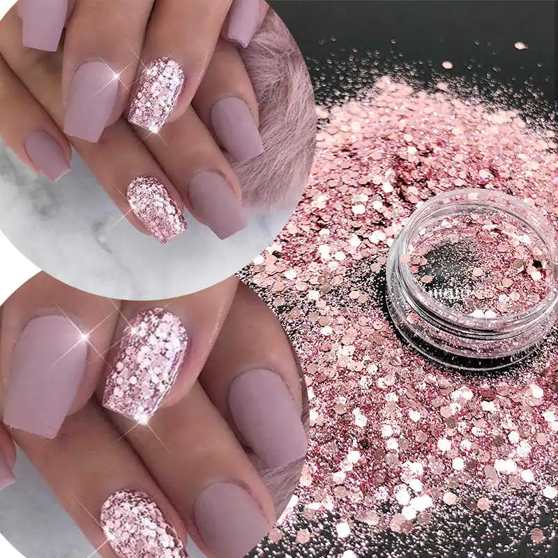 J-Rose Gold 100 г/пакет лазер смешанный шестигранный массивный Блестящий блестящий порошок блестящая наклейка ногти искусство лицо волосы вечерние свадебные украшения - Цвет: J-Rose Gold