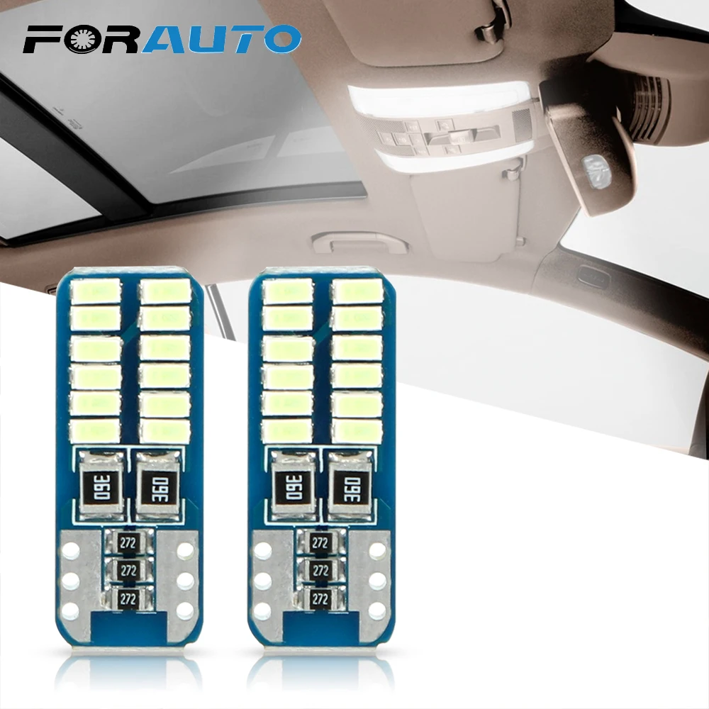 FORAUTO 1 пара T10 3014 24SMD автомобильный габаритный фонарь, светильник номерного знака, сигнальные лампы белого/кристально-синего цвета для автомобиля