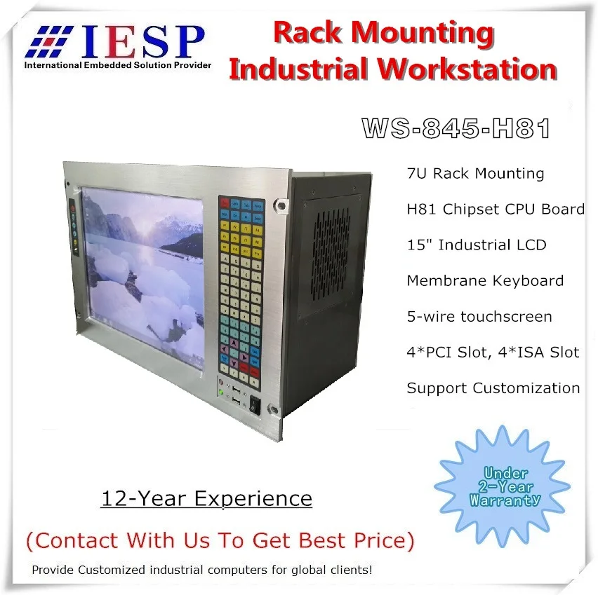 

7U Rack Mount Industrial Workstation, 15" LCD, H81 Chipset, 4*PCI, 4*ISA, full size single board computer, industrial computer