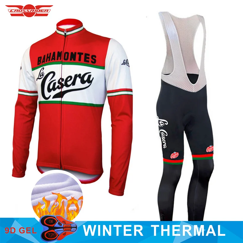 

2020 Retro Cycling Jersey 9D Pants Set MTB Winter Bike Clothing Ropa Ciclismo Thermal Fleece Bicycle Clothes Mens Cycling Wear
