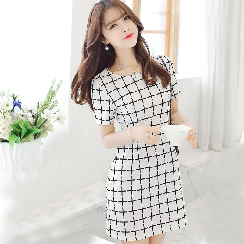 Женские летние пляжные платья размера плюс XXL женское трикотажное клетчатое мини