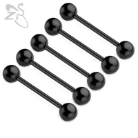 1 pc cheap tongue rings black stainless steel tongue piercing jewelry 14g punk fashion helix tragus piercing barbells earrings