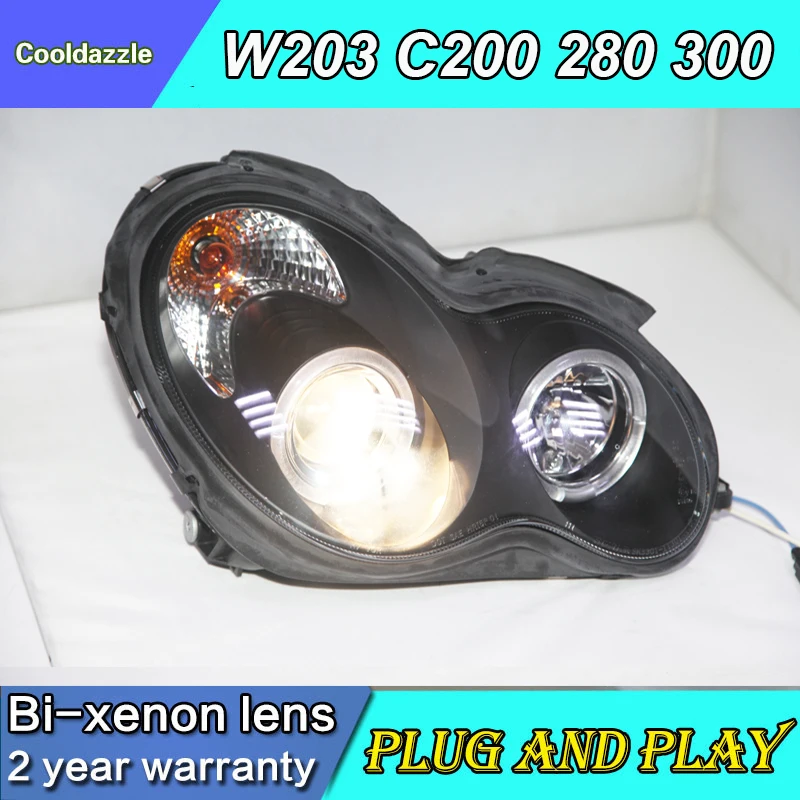 Для Mercedes Benz 2000 2007 года W203 C63 C200 C230 C280 C300 фары светодиодный ангельские глазки