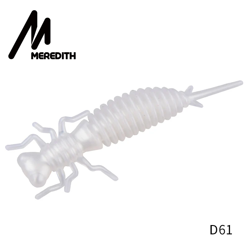 D61 MEREDITH 10 шт. приманки для ловли личинки 50 мм 0,9 г Мягкая Пластиковая наживка личинка пресноводные плавающие приманки мягкая силиконовая приманка червь для рыбалки - Цвет: D61