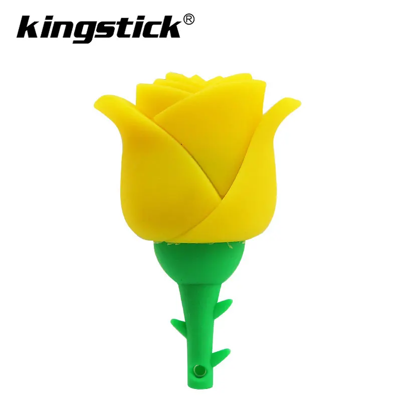 yellow Креативный 5 цветов, красивый цветочный флеш-накопитель, красная роза, usb флеш-накопитель, флешка, 4 ГБ, 8 ГБ, 16 ГБ, 32 ГБ, 64 ГБ, подарок для влюбленных девушек - Цвет: yellow
