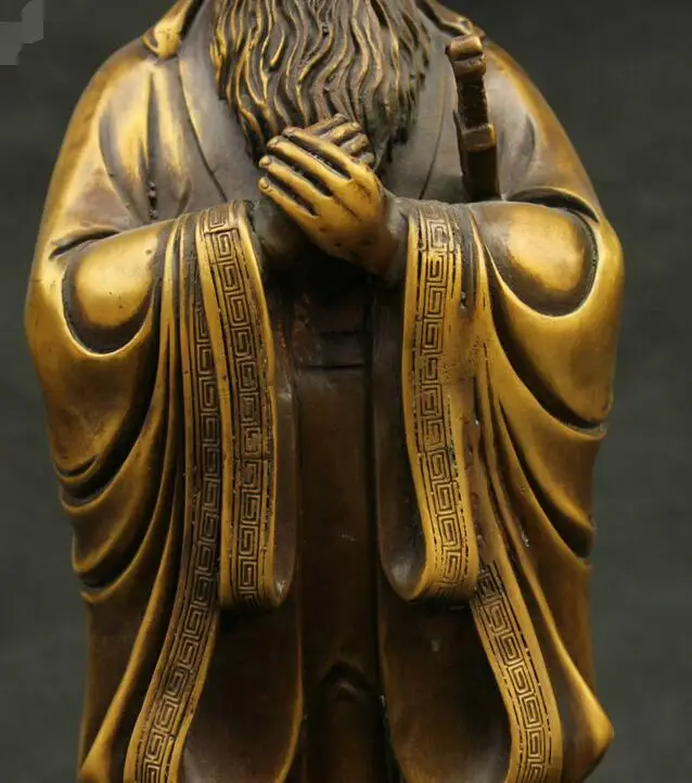 11&quot China Excellent Old Antique Pure Bronze Confucius philosopher Kong Zi Statue | Дом и сад