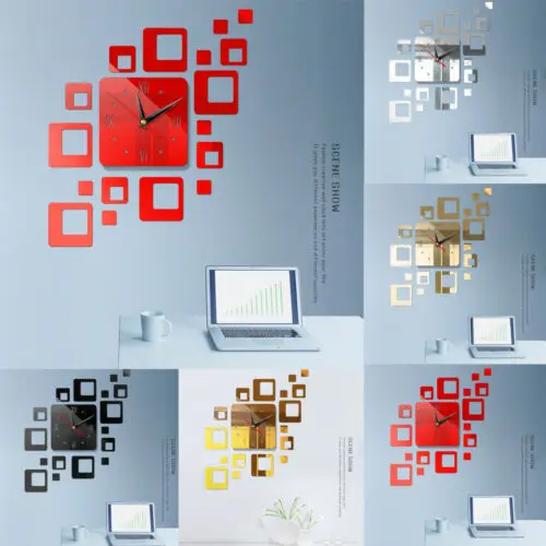 Съемные современные зеркальные акриловые настенные часы Наклейка виниловое