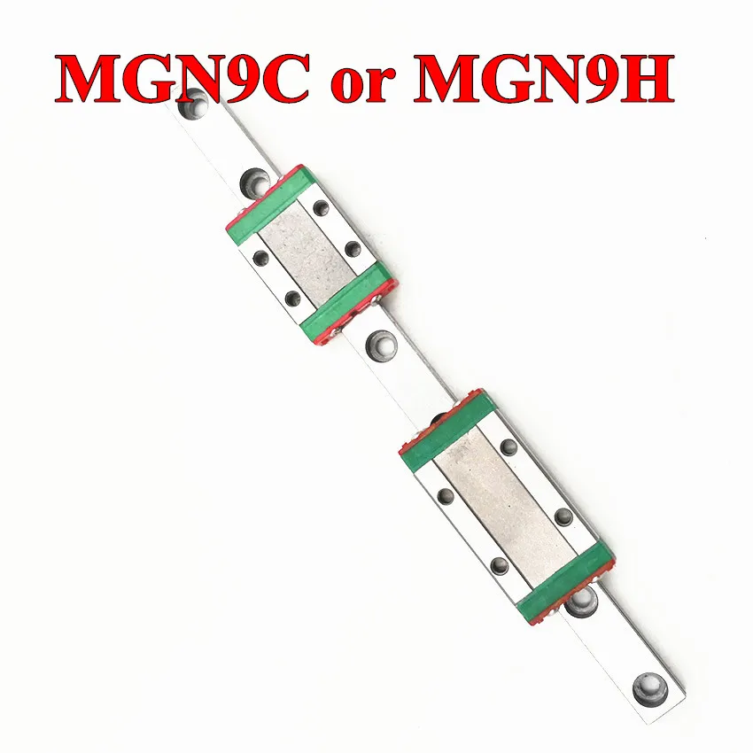 Линейная направляющая MGN9 100 150 200 250 300 350 400 450 500 550 600 мм линейная + MGN9H или MGN9C блок 3d