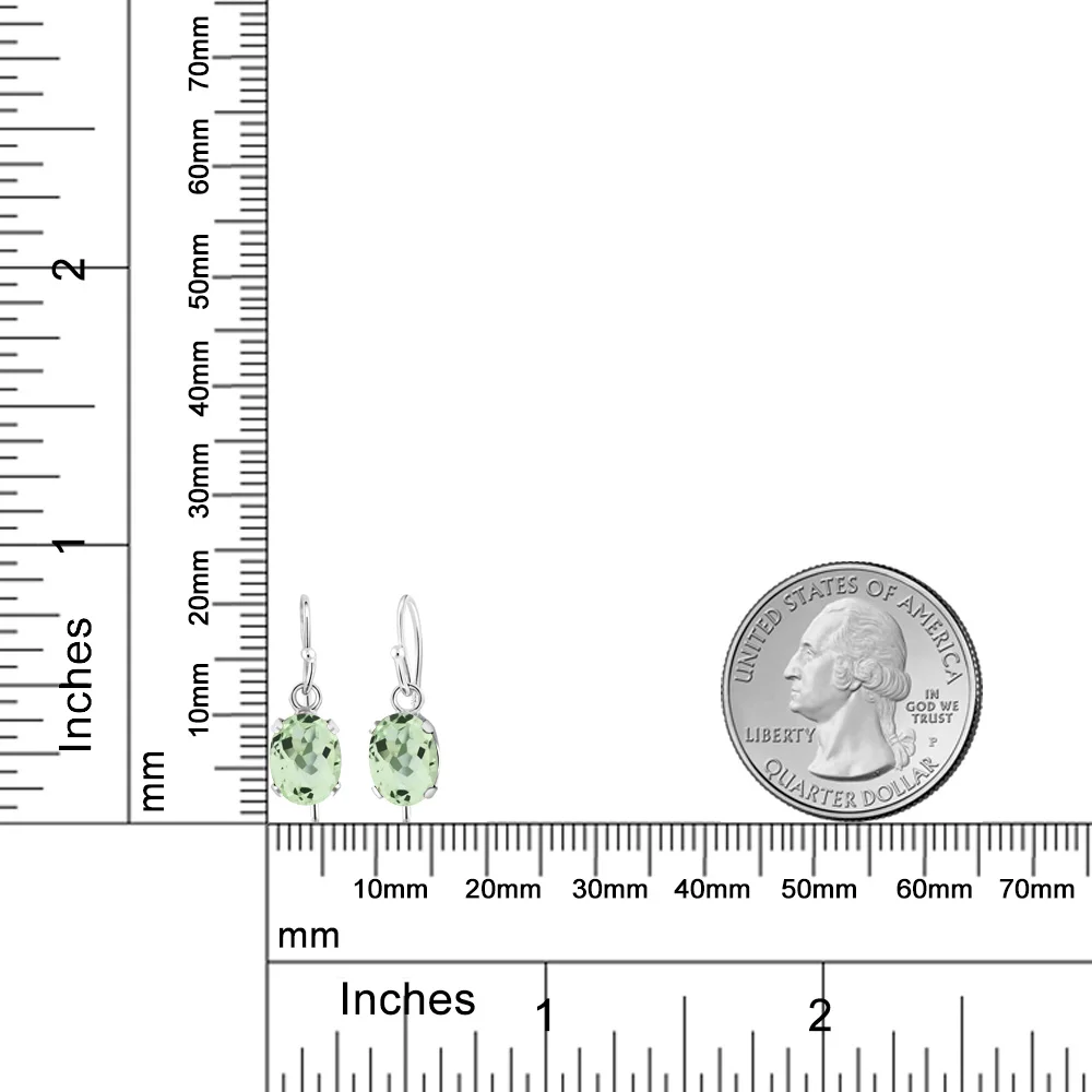 GemStoneKing 2,00 Ct ОВАЛЬНЫЙ натуральный зеленый празиолит 925 пробы серебряные Висячие серьги для женщин