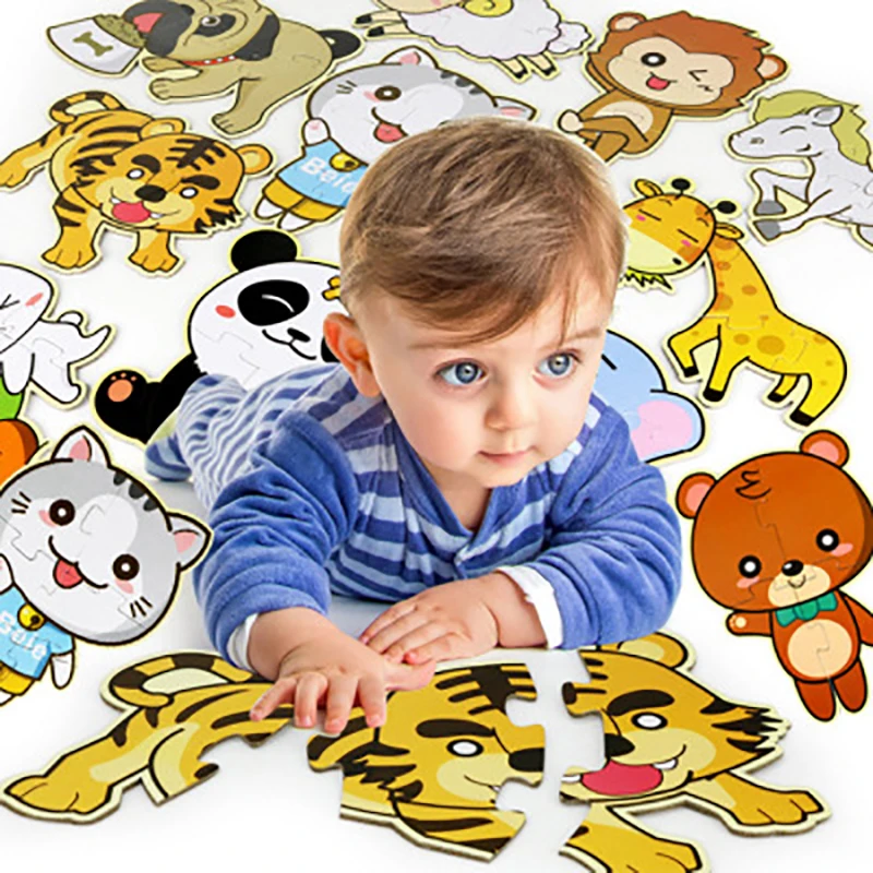 Детская головоломка с животными из мультфильмов для мальчиков и девочек раннего