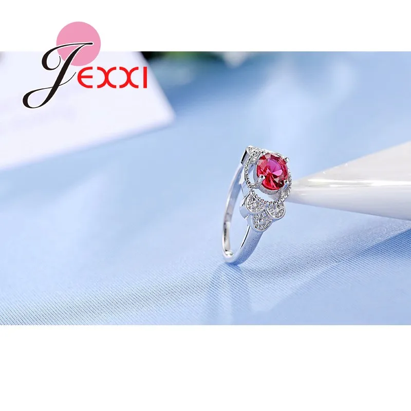 Fashion 925 Sterling Silver Jewelry Clear Rose Pink Crystal Women Wedding Engagement Rings Beautiful Party Accessory | Украшения и