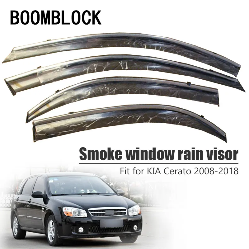 

BOOMBLOCK Car Covers Window Visor Sun Rain Wind Deflector Awning Shield ABS For Kia Cerato Sedan 2008-2018