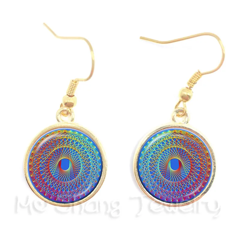 Mandala Drop Earrings Beautiful Flowers Glass Cabochon For Women Charm Jewelry Creative Gift | Украшения и аксессуары