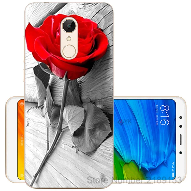 Силиконовый прозрачный бампер с цветочным узором для Xiaomi Redmi 5 Plus | Мобильные