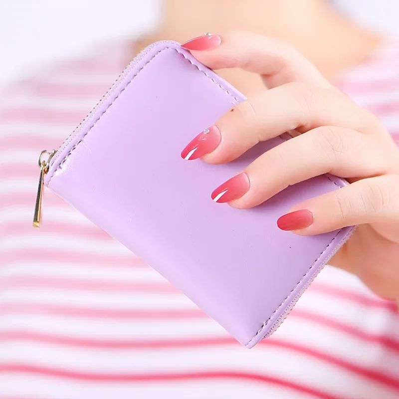 Новый Кошелек для монет Женский мини-кошелек на молнии держатель 9 карт масляный
