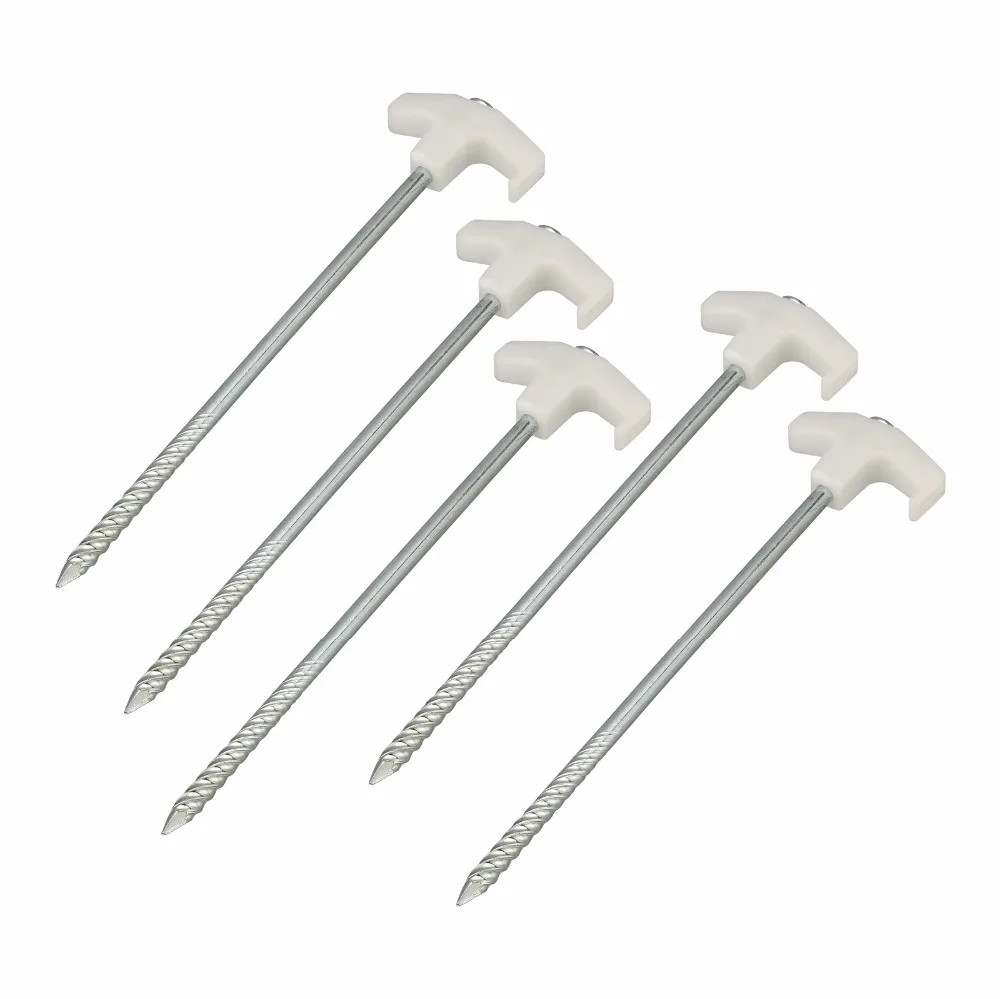 5 шт. винтовые колышки для палатки стальные Серебристые пластмассовые