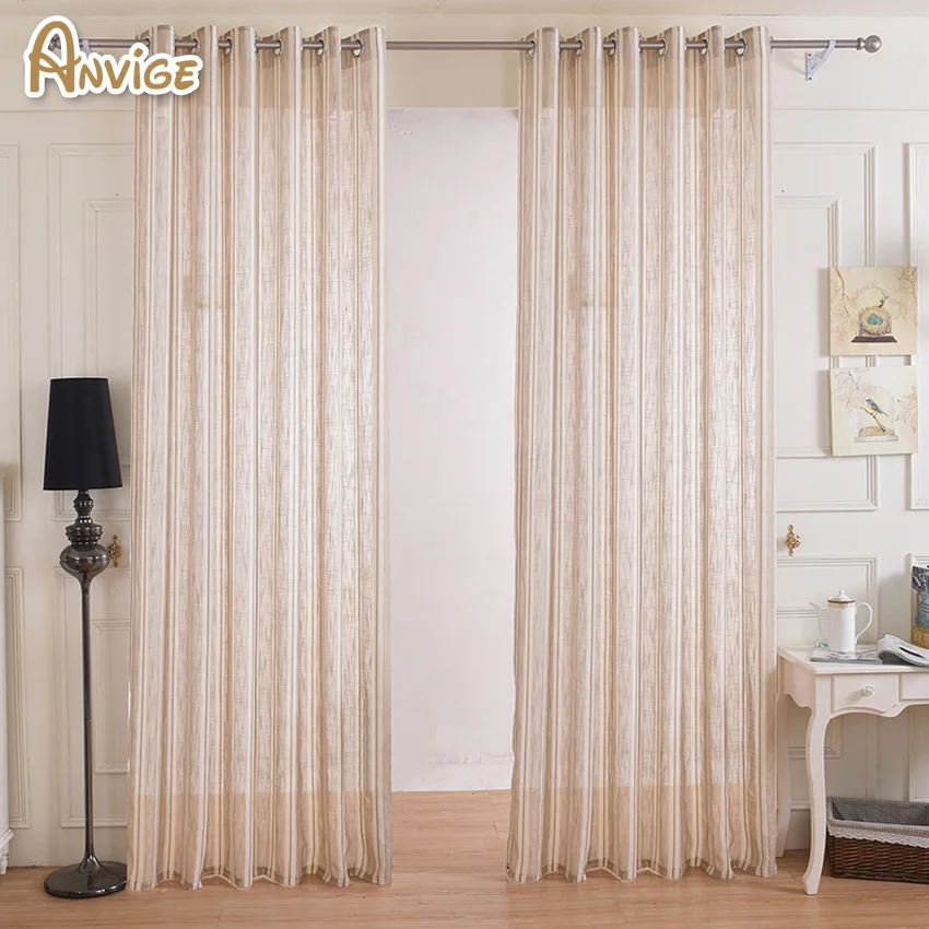 Хлопок/лен ткань современная полосатая драпировка Просвечивающая чистая