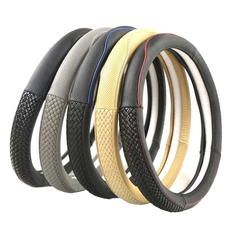 

Car Steering Wheel Cover Top Layer Leather Four Seasons Universal Non-slip Wear-resistant Car Steering Wheel Protector Cover