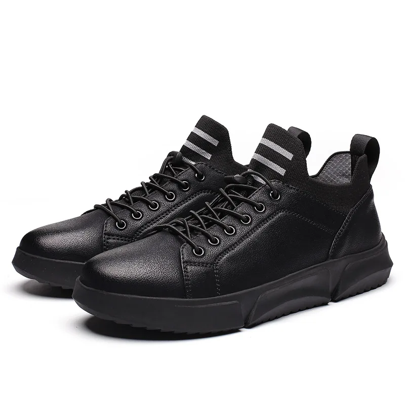 Fashion Men Casual Shoes High Help Sneakers 2019 New Hip-hop Ankle Boots Lace-Up Superstar black Male 108 | Обувь