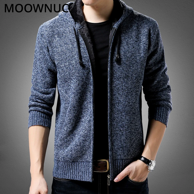 

Homme Sweater Cardigan Men's Clothes Men Slim Keep Thick Warm Solid Autumn Fashion Smart Casual Male Sweaters O-Neck MOOWNUC MWC