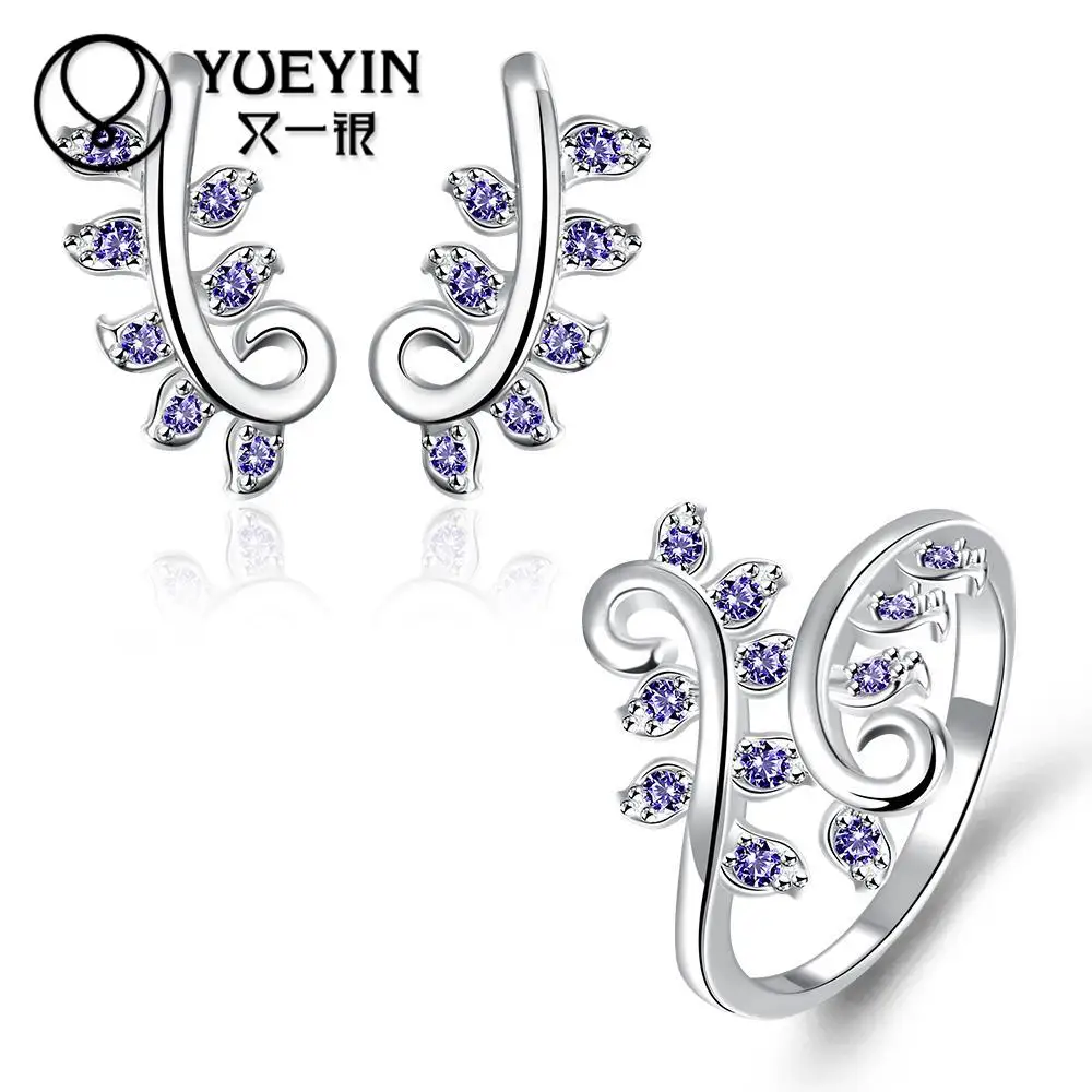 Новое поступление лепесток Sharp Модные Ювелирные наборы Серебряный кубический