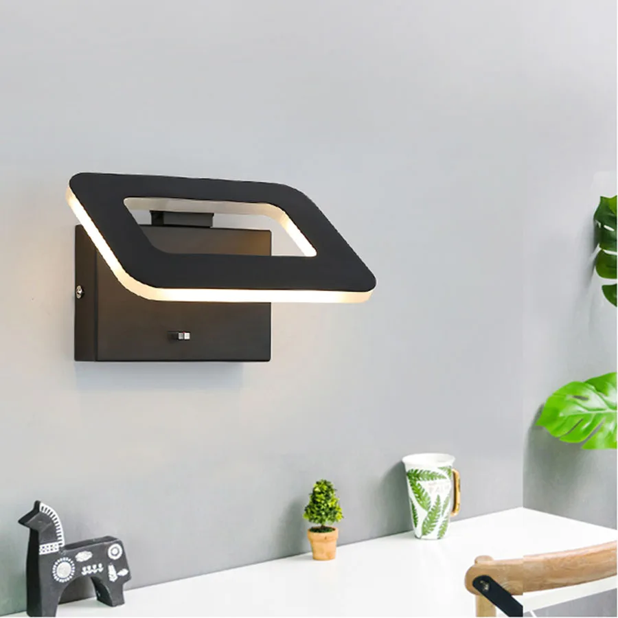 

Thrisdar Modern Minimalist Bedside Reading Wall Lamps With Switch Staircase Aisle Restaurant Rotable LED Wall Sconce Light