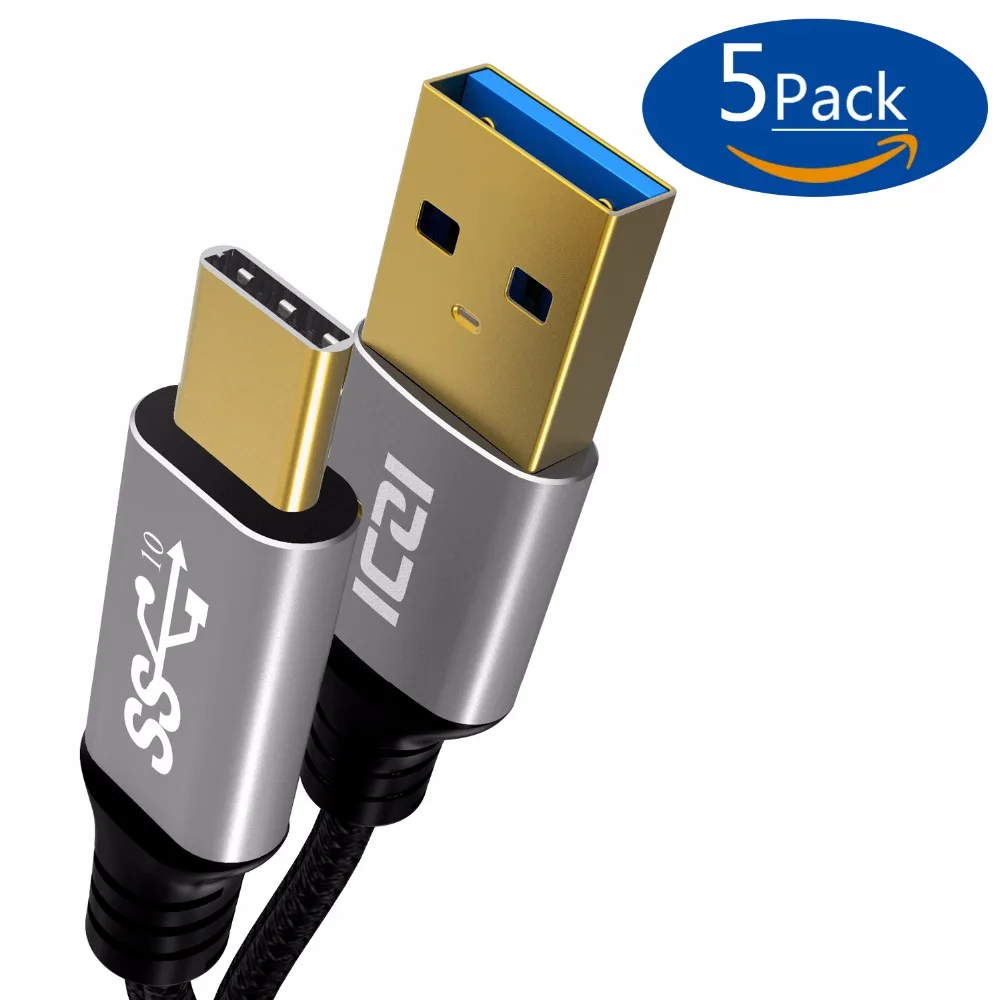 ICZI 5 шт 1 м usb type C кабель алюминиевый USB к 3 0 для быстрой зарядки передачи данных samsung