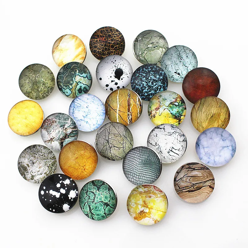 

Hot selling 50pcs/lot mix glass marble Snap Button Print Glass Snap Charms Fit 18mm DIY Ginger Snap Bracelet Jewelry