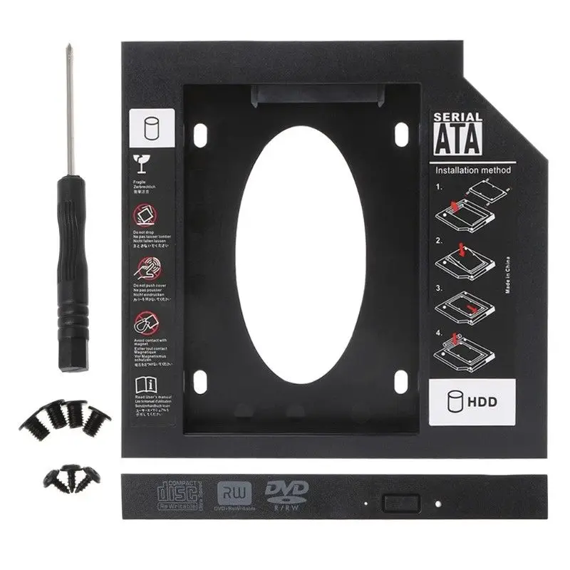 Универсальный пластиковый 2nd Second HDD Caddy 9 5 мм отсек для привода SATA 3 0 2 &quot2 5&quot SSD DVD