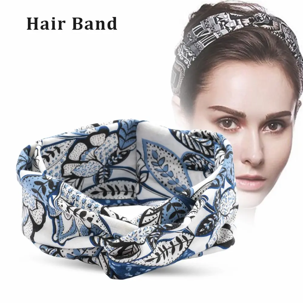 

Women Girls Summer Bohemian Hair Bands Print Headbands Retro Cross Turban Bandage HairBands Hair Accessories Headwrap