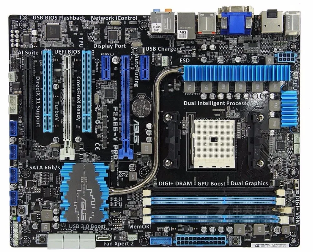 Оригинальная материнская плата Asus F2A85-V PRO рабочего Материнская A85X гнездо FM2 DDR3 64G