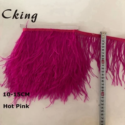 hot pink 10 метров темно-зеленое перо отделка 10-15 см ширина страуса перо платье с бахромой швейный Материал карнавал рождественские украшения Ремесло - Цвет: hot pink