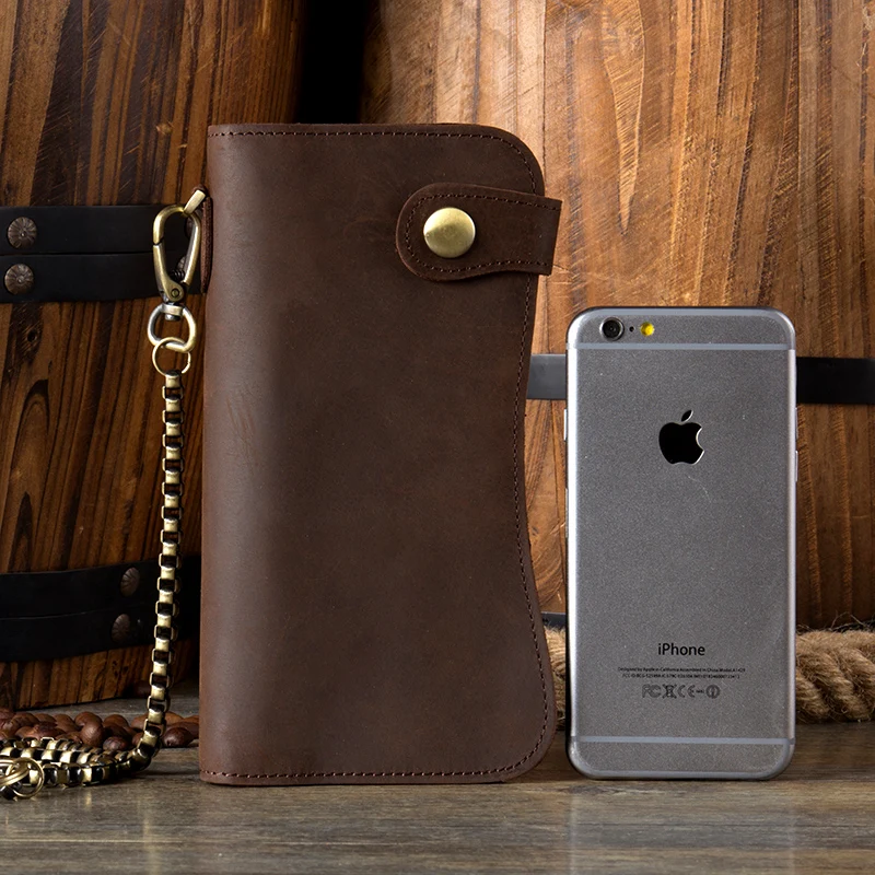 Длинный кошелек для мужчин бумажник из натуральной кожи с RFID-защитой модная